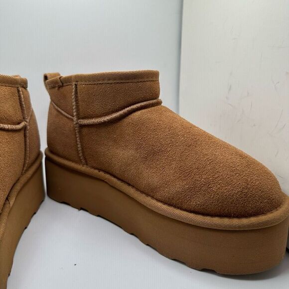 CUSHIONAIRE Women's Genuine Suede pull platform boot +Memory Foam 9 CHESTNUT - Picture 6 of 7